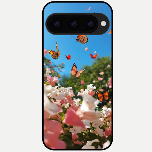  Butterflies In Bloom Sky Glass Case For Google Pixel 11 Pro back cover – full design glossy printed glass finish