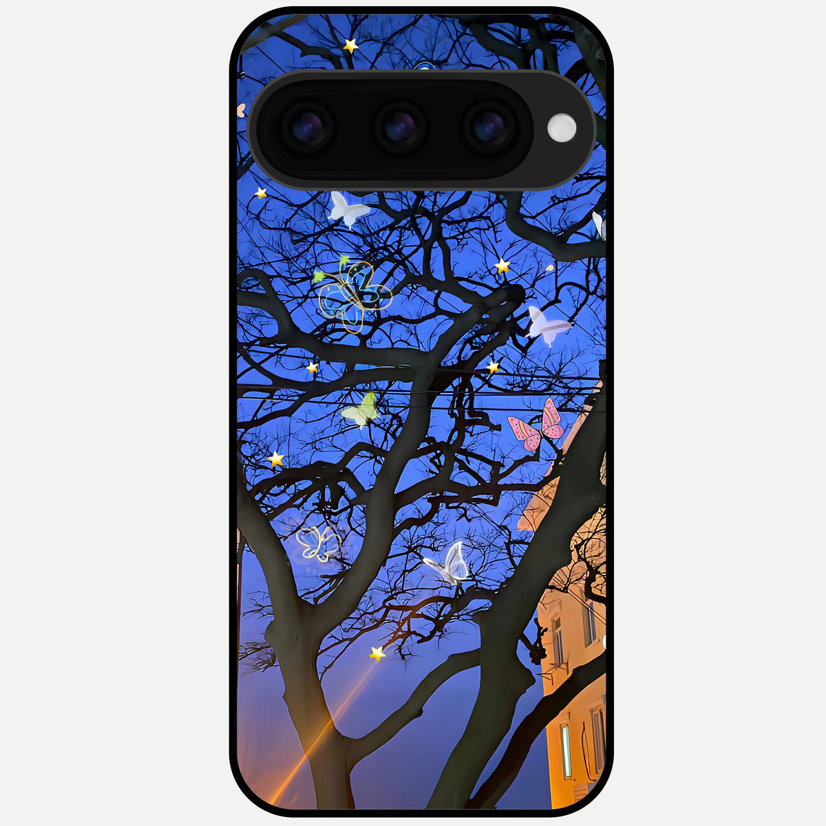  Butterfly Night Magic Glass Case For Google Pixel 11 Pro back cover – full design glossy printed glass finish