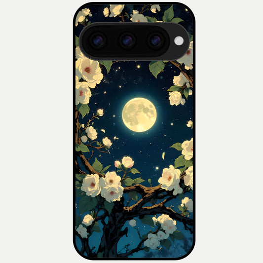  Celestial Moon And Flower Glass Case For Google Pixel 11 Pro back cover – full design glossy printed glass finish