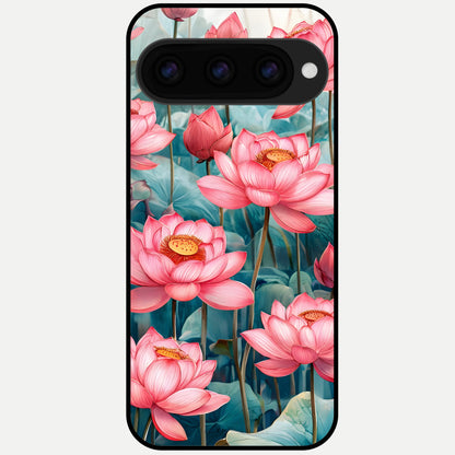  Celestial Pink Lotus Glass Case For Google Pixel 11 Pro back cover – full design glossy printed glass finish