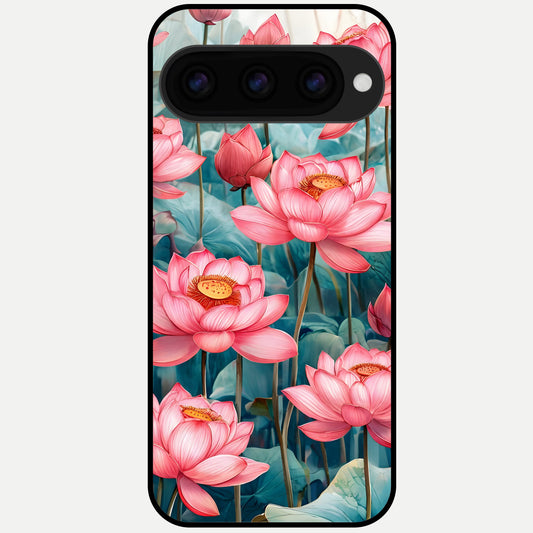  Celestial Pink Lotus Glass Case For Google Pixel 11 Pro back cover – full design glossy printed glass finish