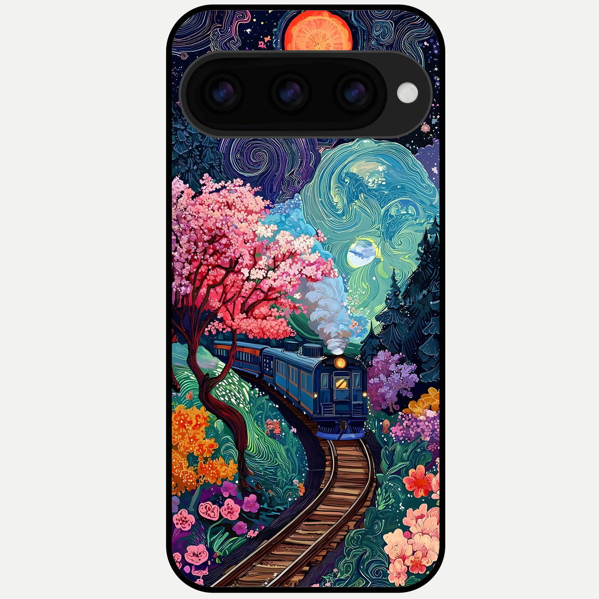  Celestial Train Journey Glass Case For Google Pixel 11 Pro back cover – full design glossy printed glass finish
