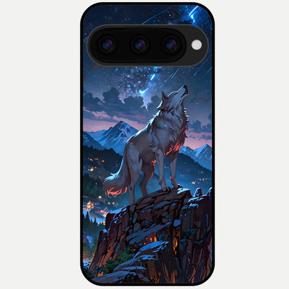  Celestial Wolf Howl Glass Case For Google Pixel 11 Pro back cover – full design glossy printed glass finish
