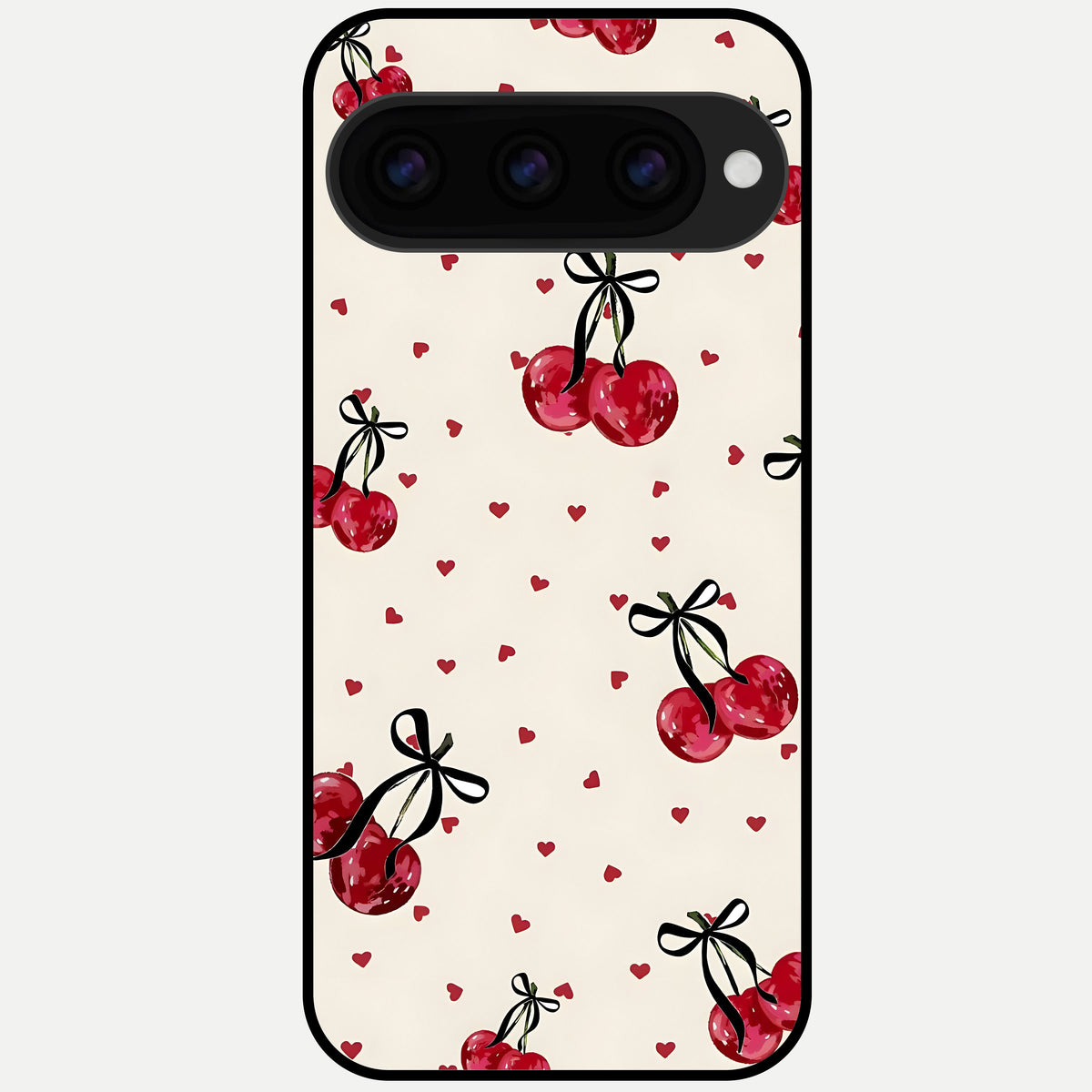  Cherry Heart Bow Glass Case For Google Pixel 11 Pro back cover – full design glossy printed glass finish