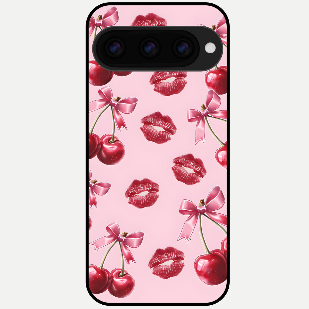  Cherry With Lips Glass Case For Google Pixel 11 Pro back cover – full design glossy printed glass finish