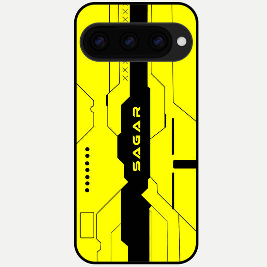  Circuit CYBERPUNK Custom Name Glass Case For Google Pixel 11 Pro back cover – full design glossy printed glass finish