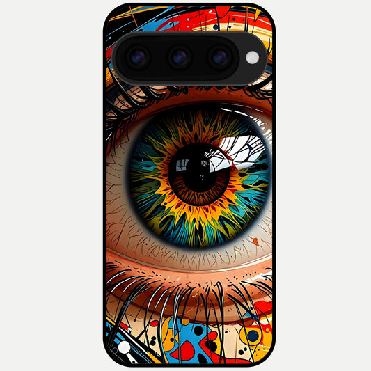  Colorful Eye Glass Case For Google Pixel 11 Pro back cover – full design glossy printed glass finish