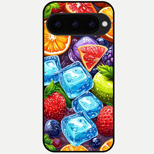  Colorful Fruits with Ice Glass Case For Google Pixel 11 Pro back cover – full design glossy printed glass finish
