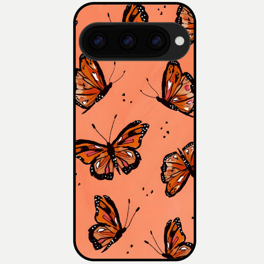  Coral Wing Butterfly Glass Case For Google Pixel 11 Pro back cover – full design glossy printed glass finish