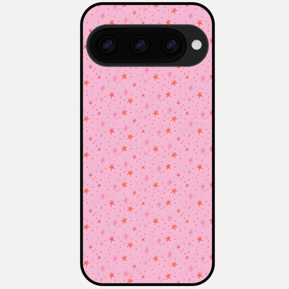  Cosmic Pink Sparkle Glass Case For Google Pixel 11 Pro back cover – full design glossy printed glass finish