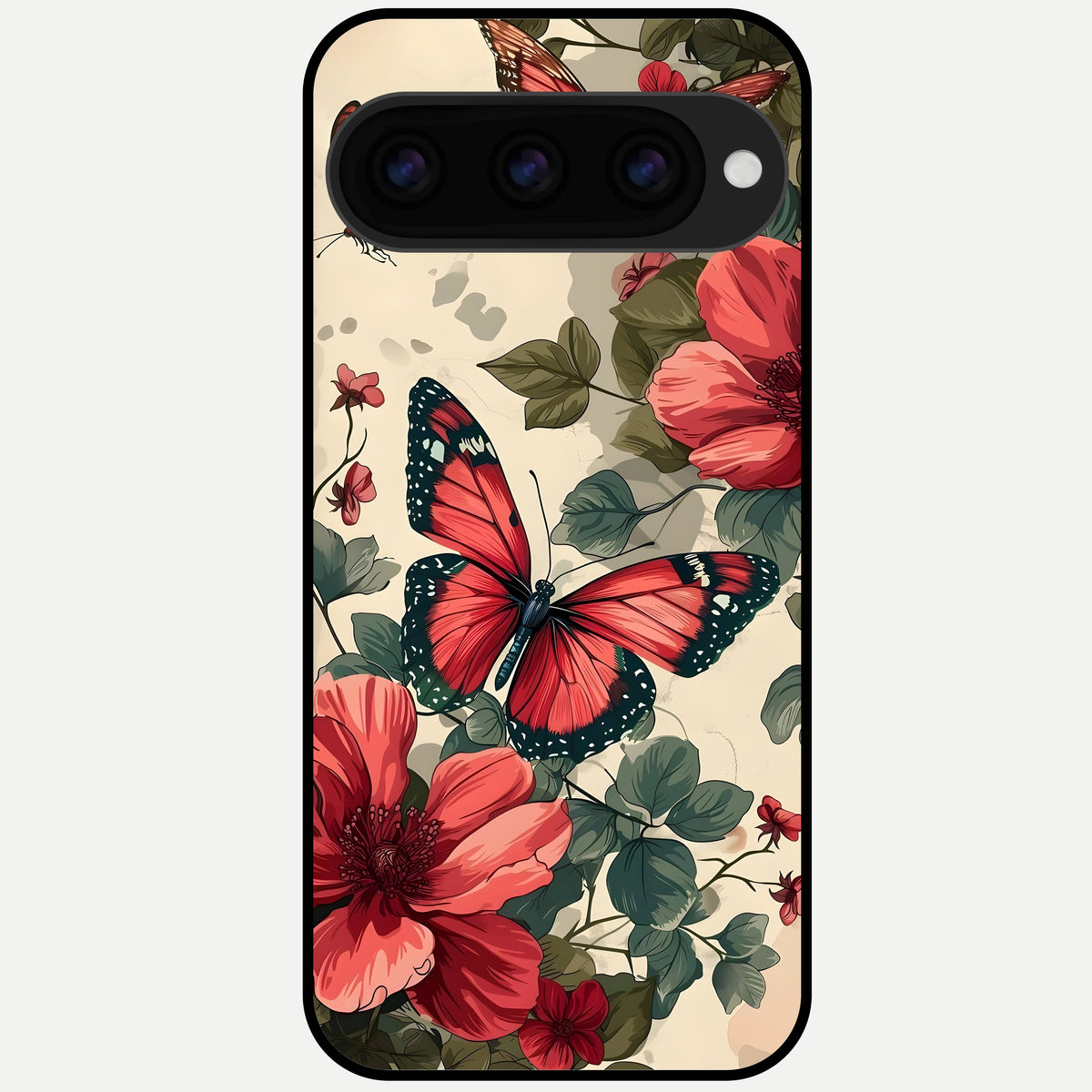  Crimson Butterfly Garden Glass Case For Google Pixel 11 Pro back cover – full design glossy printed glass finish