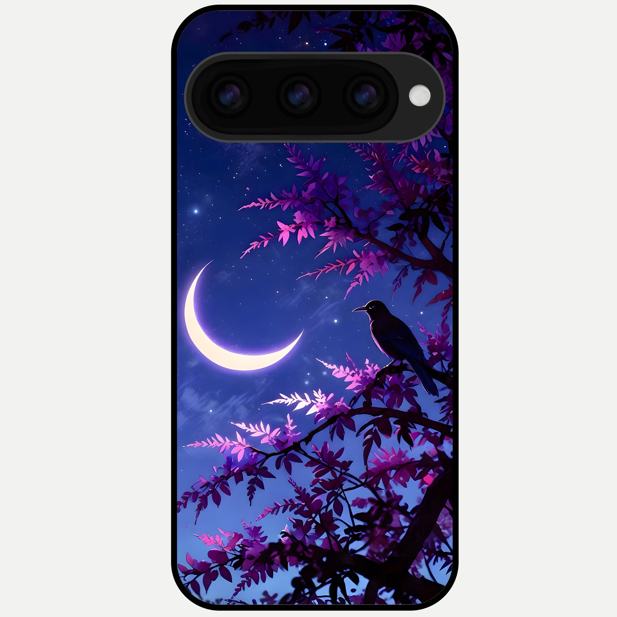  Crow And Moon Scenery Glass Case For Google Pixel 11 Pro back cover – full design glossy printed glass finish