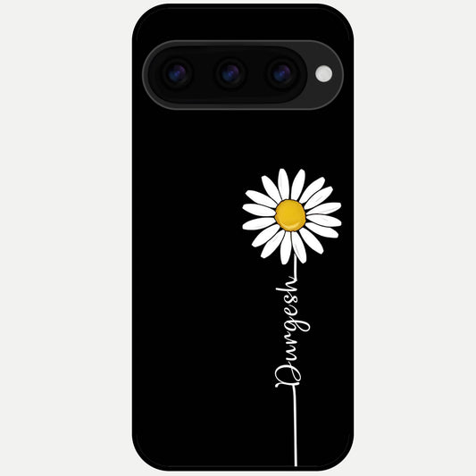  Custom Name White Flower Glass Case For Google Pixel 11 Pro back cover – full design glossy printed glass finish