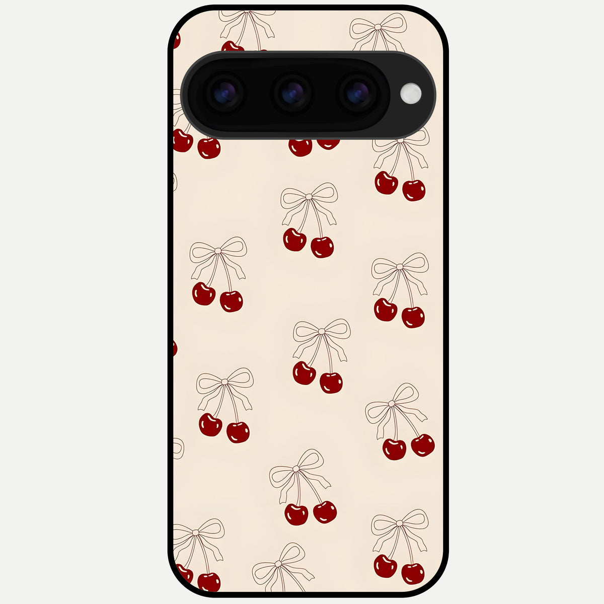  Cute Cherry Pattern Glass Case For Google Pixel 11 Pro back cover – full design glossy printed glass finish