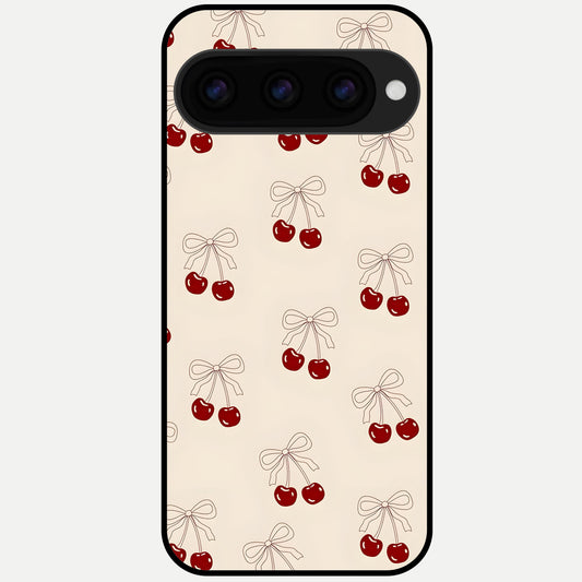  Cute Cherry Pattern Glass Case For Google Pixel 11 Pro back cover – full design glossy printed glass finish