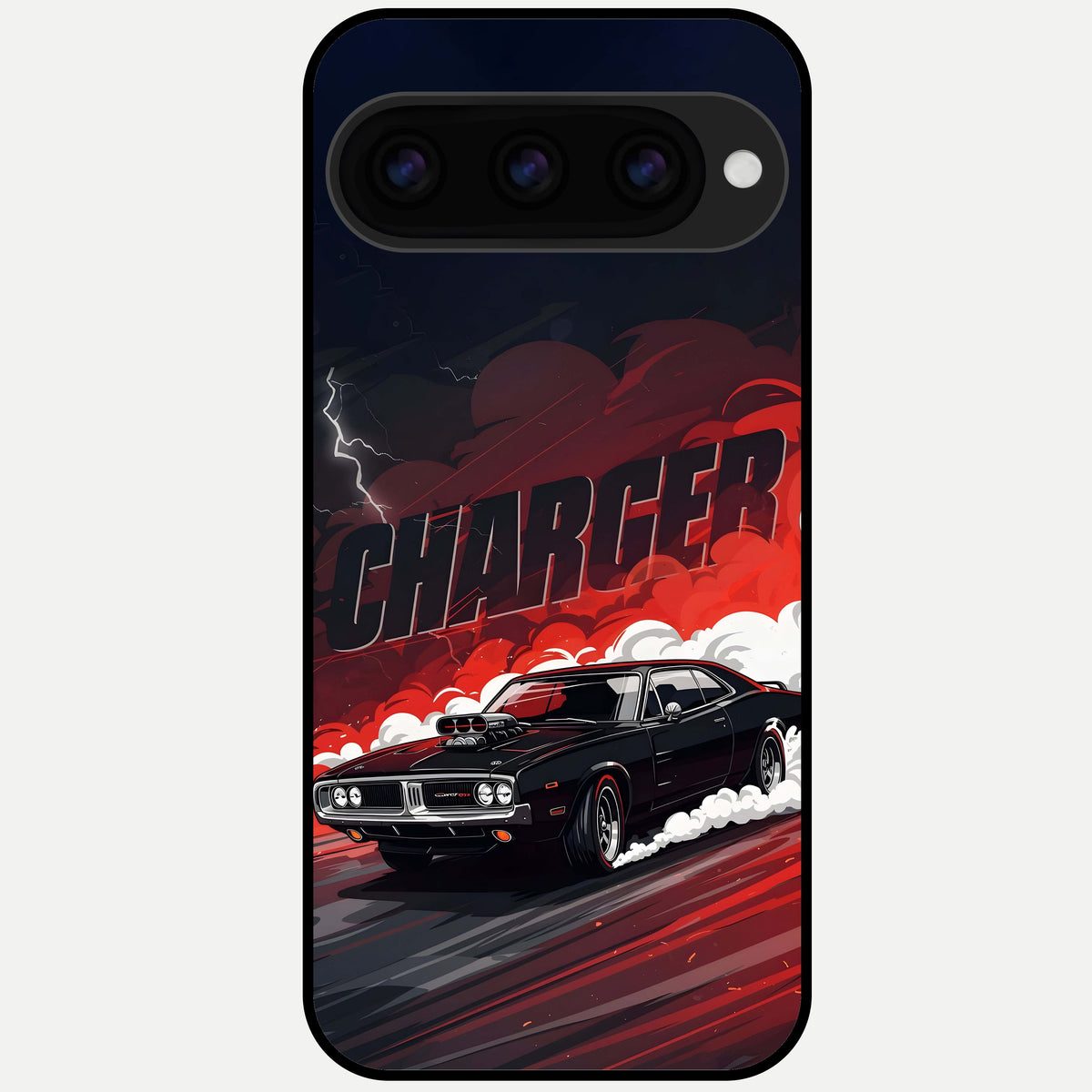  Dark Charger Fury Glass Case For Google Pixel 11 Pro back cover – full design glossy printed glass finish