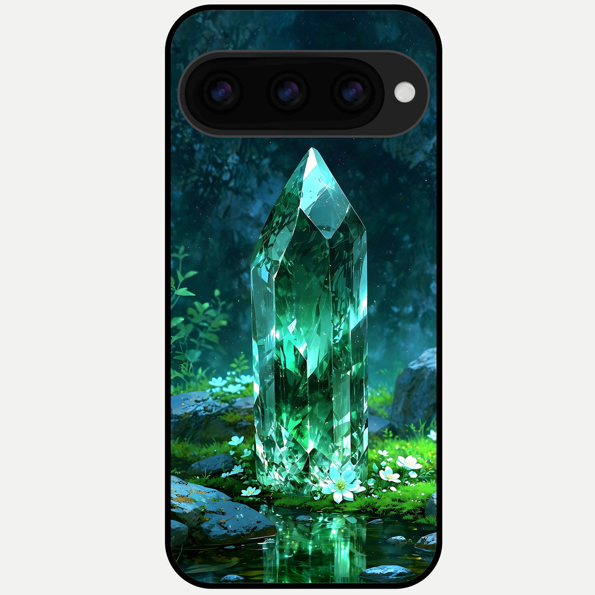  Emerald Light Crystal Glass Case For Google Pixel 11 Pro back cover – full design glossy printed glass finish