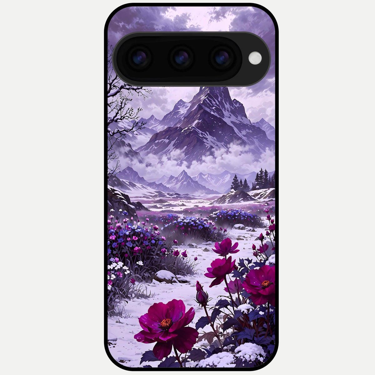  Flower Mountain View Glass Case For Google Pixel 11 Pro back cover – full design glossy printed glass finish