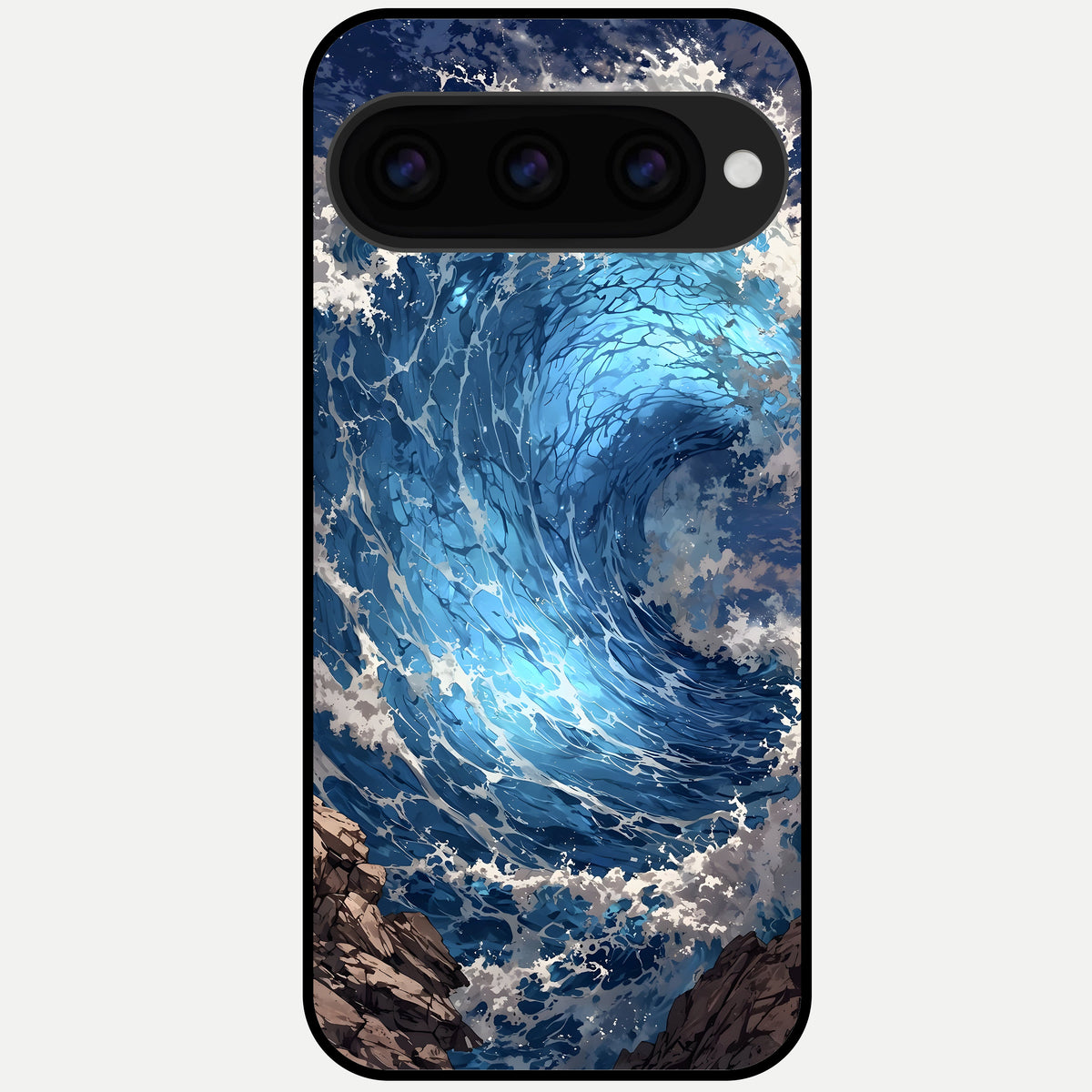  Giant Ocean Wave Glass Case For Google Pixel 11 Pro back cover – full design glossy printed glass finish