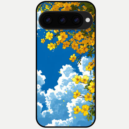  Golden Petal Sky Glass Case For Google Pixel 11 Pro back cover – full design glossy printed glass finish