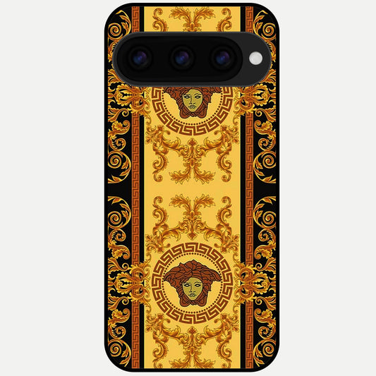  Golden Royal Heritage Glass Case For Google Pixel 11 Pro back cover – full design glossy printed glass finish