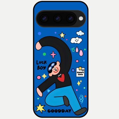  Happy Luck Vibe Glass Case For Google Pixel 11 Pro back cover – full design glossy printed glass finish