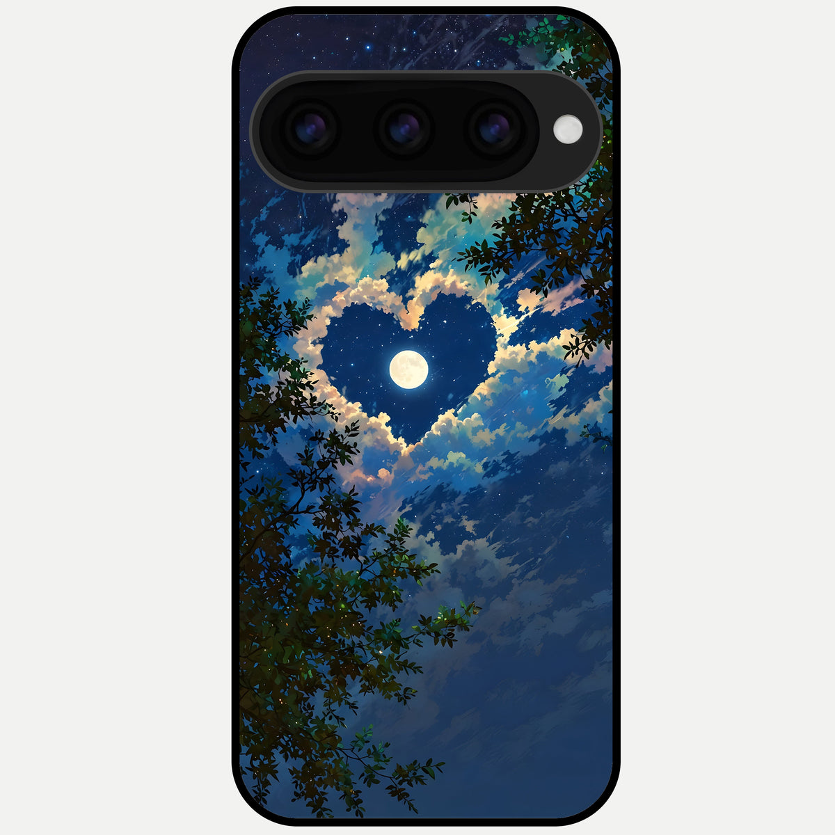  Heart With Moon Sky Glass Case For Google Pixel 11 Pro back cover – full design glossy printed glass finish