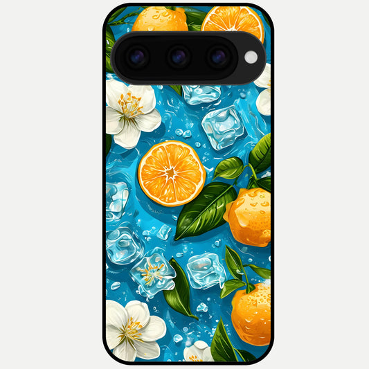  Ice Cube With Orange Glass Case For Google Pixel 11 Pro back cover – full design glossy printed glass finish
