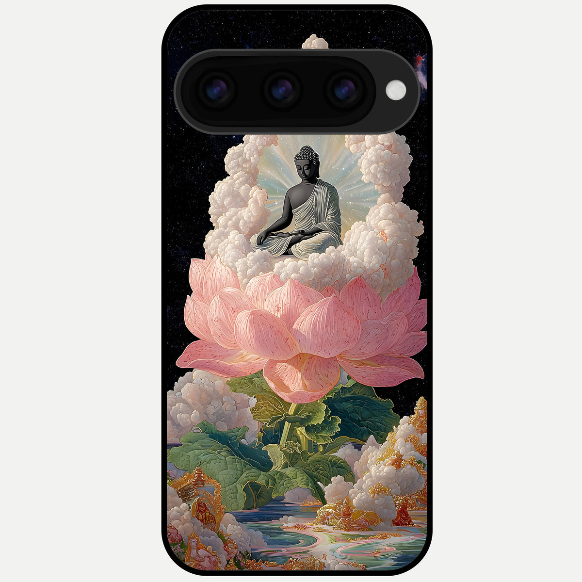  Lotus Divine Peace Glass Case For Google Pixel 11 Pro back cover – full design glossy printed glass finish