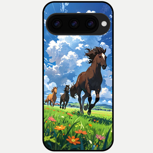  Majestic Horses Galloping Glass Case For Google Pixel 11 Pro back cover – full design glossy printed glass finish