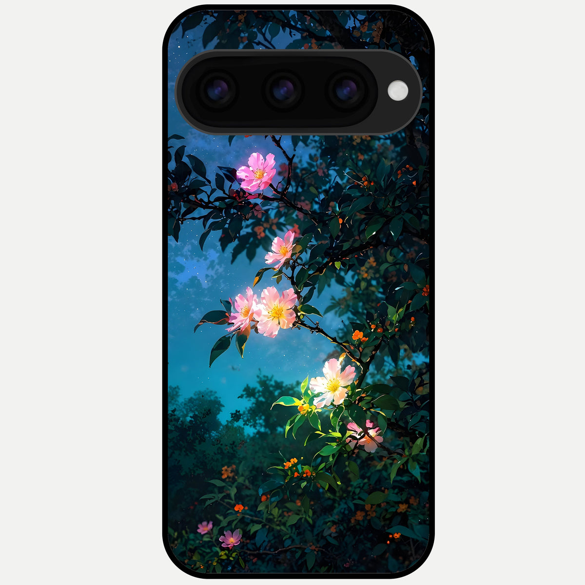  Midnight Bloom Glow Glass Case For Google Pixel 11 Pro back cover – full design glossy printed glass finish