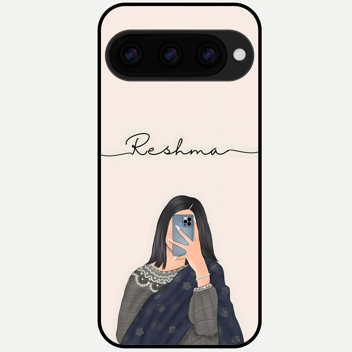  Mirror Mood Muse With Custom Name Glass Case For Google Pixel 11 Pro back cover – full design glossy printed glass finish