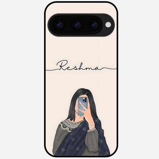  Mirror Mood Muse With Custom Name Glass Case For Google Pixel 11 Pro back cover – full design glossy printed glass finish