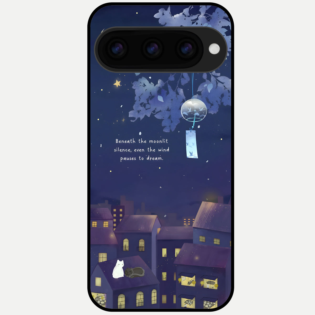  Moonlit Cat Silence Glass Case For Google Pixel 11 Pro back cover – full design glossy printed glass finish