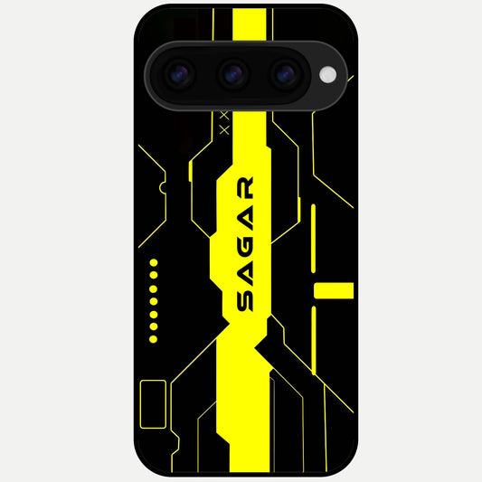  Neon CYBERPUNK Custom Name Glass Case For Google Pixel 11 Pro back cover – full design glossy printed glass finish