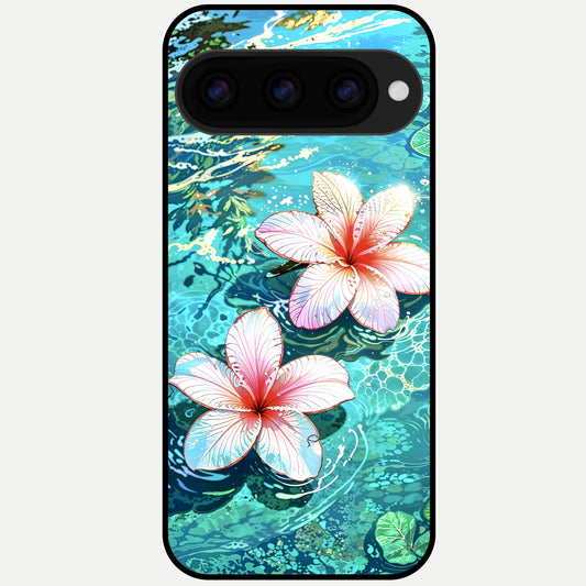  Pink Flowers in Water Glass Case For Google Pixel 11 Pro back cover – full design glossy printed glass finish