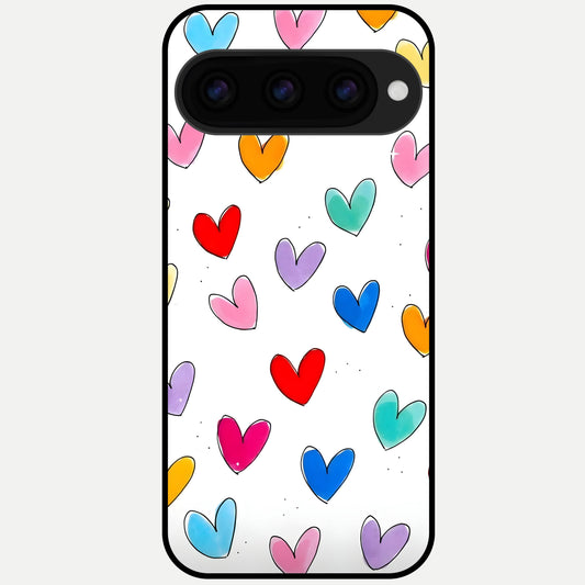  Playful Love Doodles Glass Case For Google Pixel 11 Pro back cover – full design glossy printed glass finish