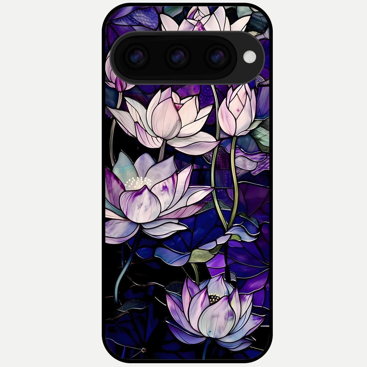  Purple Lotus Pattern Glass Case For Google Pixel 11 Pro back cover – full design glossy printed glass finish