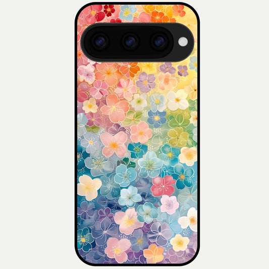  Rainbow Blossom Burst Glass Case For Google Pixel 11 Pro back cover – full design glossy printed glass finish