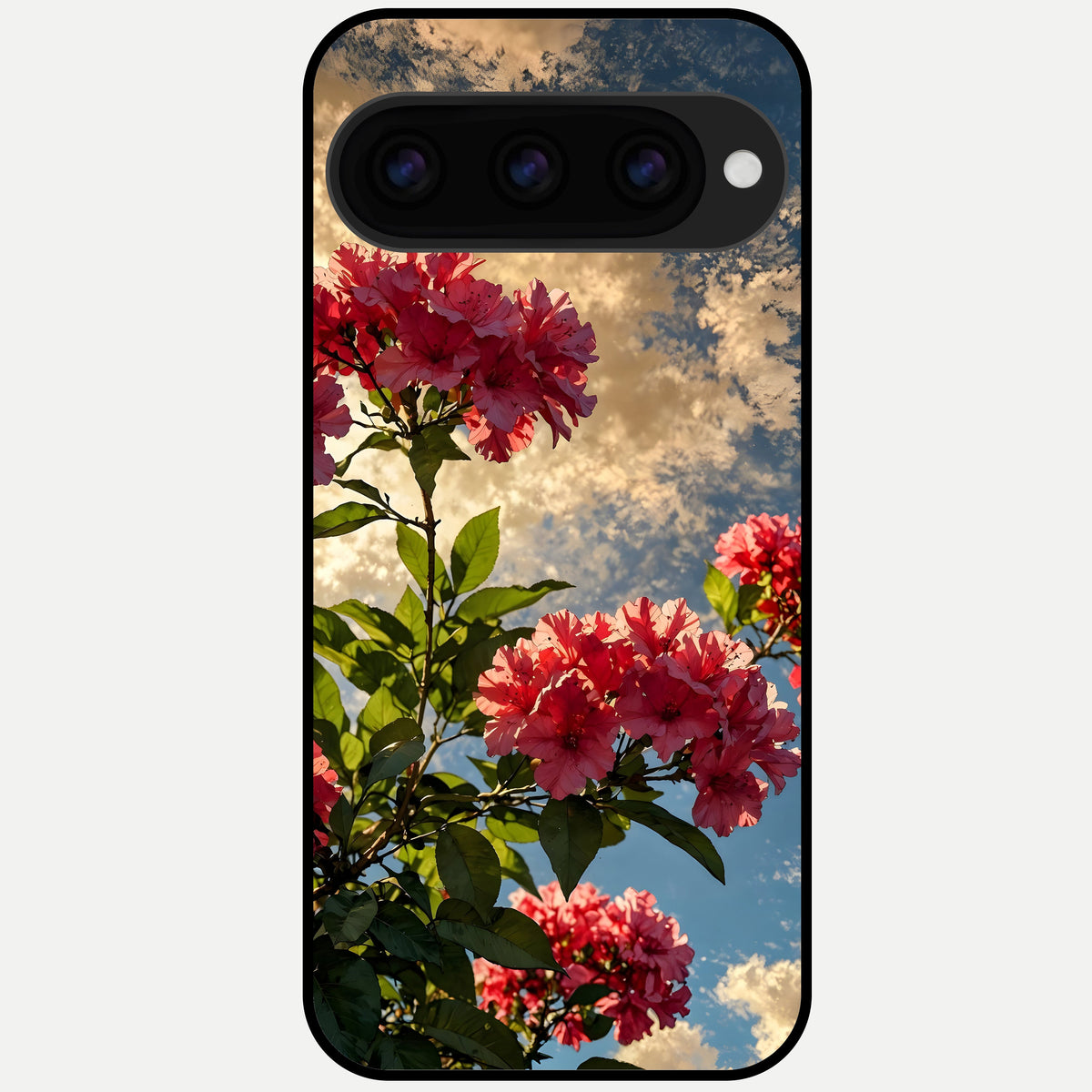  Red Bloom Skies Glass Case For Google Pixel 11 Pro back cover – full design glossy printed glass finish