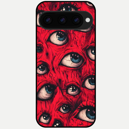  Red Eyes Pattern Glass Case For Google Pixel 11 Pro back cover – full design glossy printed glass finish