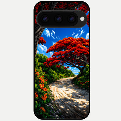  Red Trees Pathway Glass Case For Google Pixel 11 Pro back cover – full design glossy printed glass finish