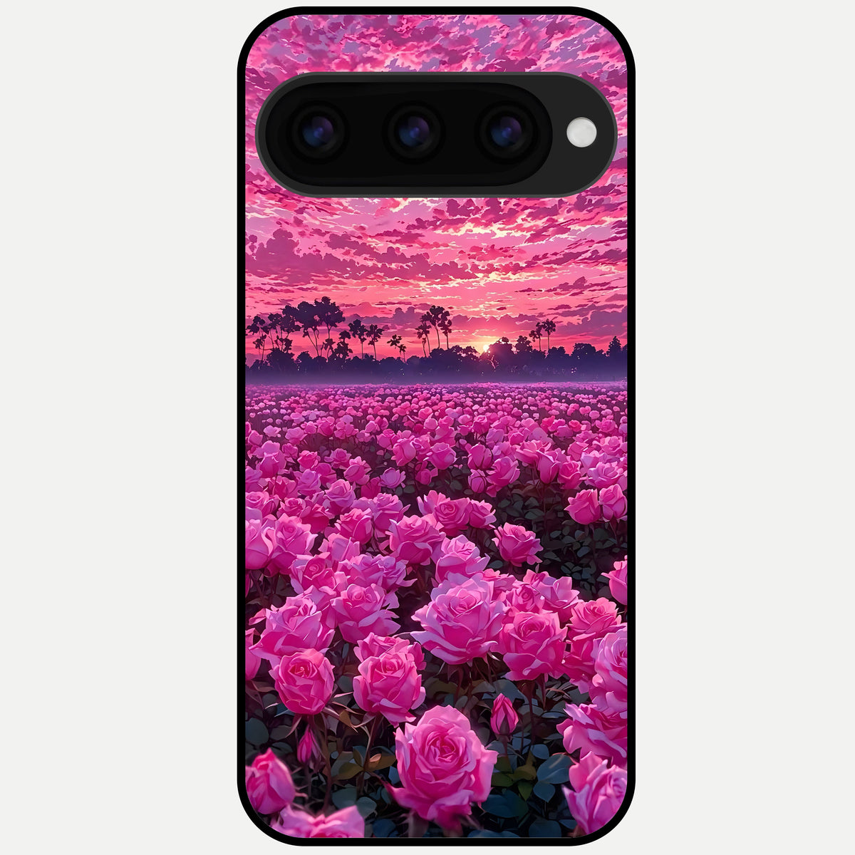  Rose Sunset Valley Glass Case For Google Pixel 11 Pro back cover – full design glossy printed glass finish