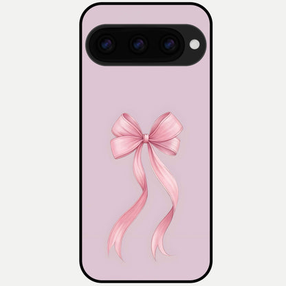  Soft Blush Bow Glass Case For Google Pixel 11 Pro back cover – full design glossy printed glass finish