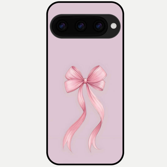  Soft Blush Bow Glass Case For Google Pixel 11 Pro back cover – full design glossy printed glass finish