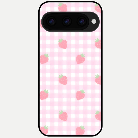 Strawberry Picnic Love Glass Case For Google Pixel 11 Pro back cover – full design glossy printed glass finish