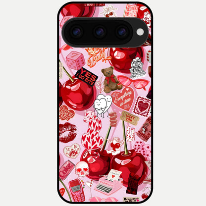  Sweet Cherry Chaos Glass Case For Google Pixel 11 Pro back cover – full design glossy printed glass finish