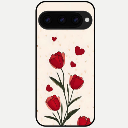  Tulip With Heart Glass Case For Google Pixel 11 Pro back cover – full design glossy printed glass finish