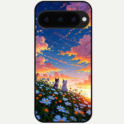  Two Cats Friends Glass Case For Google Pixel 11 Pro back cover – full design glossy printed glass finish