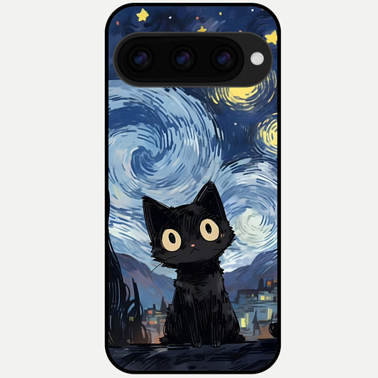  Van Gogh Cat Glass Case For Google Pixel 11 Pro back cover – full design glossy printed glass finish